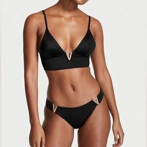 ✨NEW✨NWT✨Victoria’s Secret Black V Rhinestone Bikini - Large